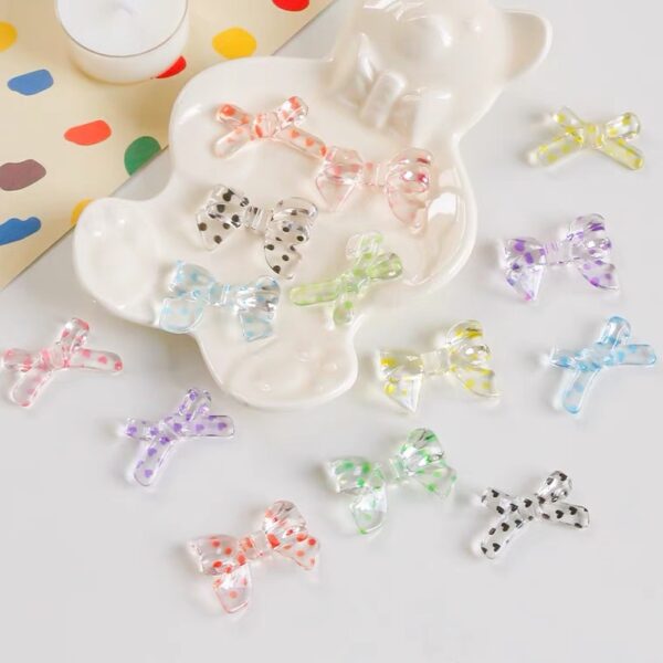 Wholesale Acrylic Loose Beads French Cute Polka Dot Bow Butterfly Charms for DIY Phone Chain Jewelry Making