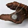 Wholesale Trendy Hip Hop Punk Sun Moon Face Pendant Necklace Antique Silver Zinc Alloy Fashion Jewelry Gift