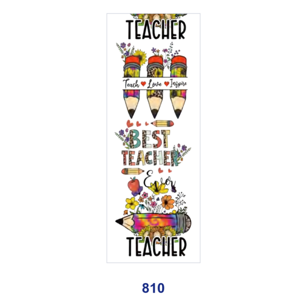 Wholesale 2/8/16pcs Teacher Slogan Floral Leopard & Sport Ball Print Pen and Bookmark Stickers UV DTF Wraps