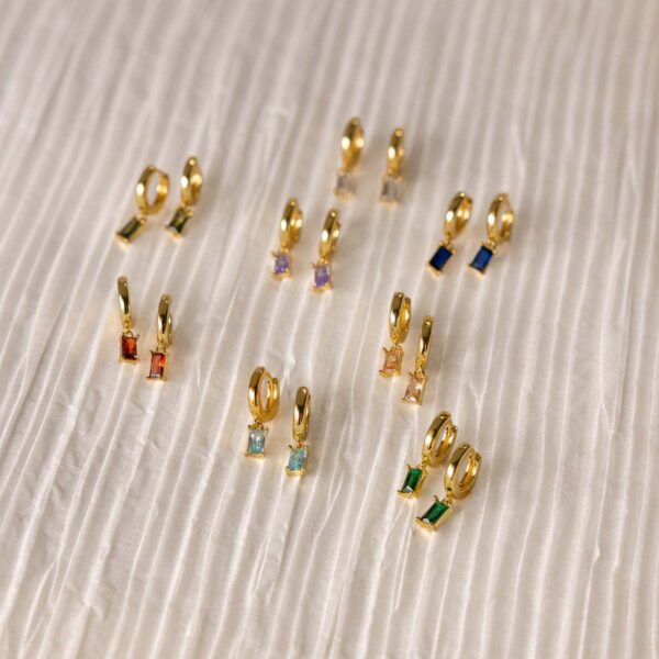 Wholesale Retro Geometric January Birthstone Earrings For Women Copper Everyday Jewelry Accessory For Gift Or Boutique Resale