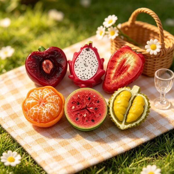 oly-2dde6403280cb60126660c923dac5813 Wholesale Resin Half Cut Cherry Fruit Keychain Pendant Trendy DIY Jewelry Accessory for Bag Charm Car Key and Home Decor