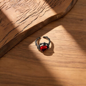 Wholesale Vintage Irregular Ruby Gemstone Open Ring Zinc Alloy Fashion Jewelry Accessory For Boutique Resale