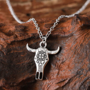 Flower bull head necklace