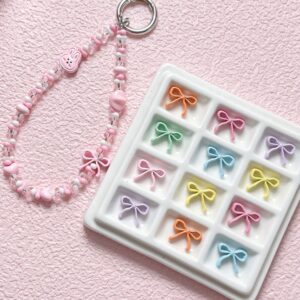 Wholesale Trendy Alloy Bow Tie Beads Light Pink for DIY Phone Charm Keychain Making Fashion Accessory