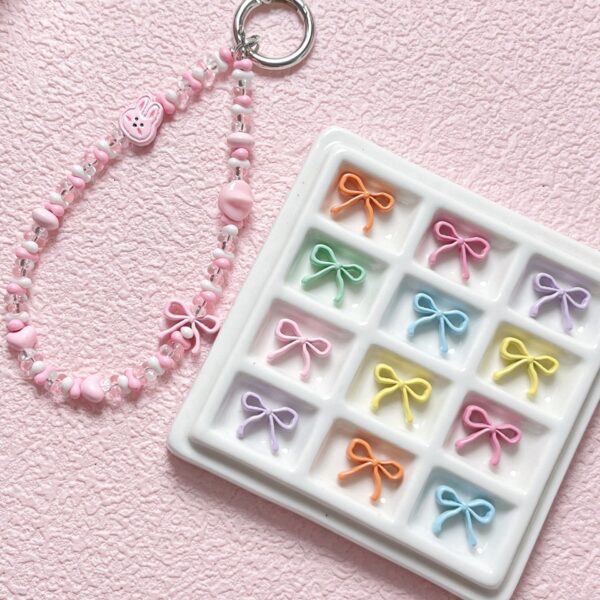Wholesale Trendy Alloy Bow Tie Beads Light Pink for DIY Phone Charm Keychain Making Fashion Accessory