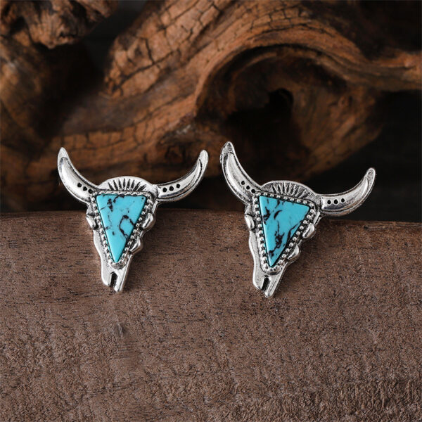 oly-2eabfea574a8eaf512270726860a13ab Wholesale Retro Western Bull Head Turquoise Earrings Necklace Set Geometric Fashion Accessory