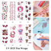 Wholesale 2/8/16pcs Cute Farm Cow Cartoon Super Hero Lovely Character Print Pen and Bookmark Stickers UV DTF Wraps OLY Exclusive