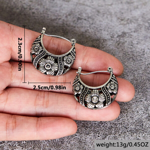 oly-2f443dec4bbb77e045502eb130cd2b2a Wholesale Vintage Boho Silver Tone Alloy Moon Crescent Sunflower Drop Earrings Fashion Jewelry Accessory For Gift Boutique Resale