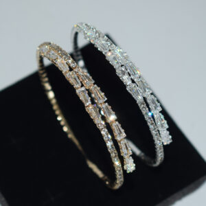 Wholesale Stylish Zircon Open Bangle Bracelet Silver Tone Bridal Wedding Jewelry Accessory