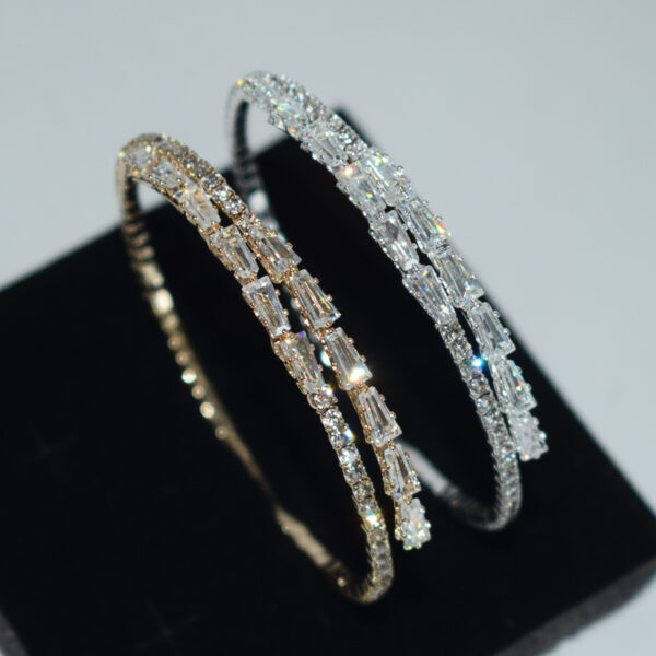 oly-2fa8dd6c80183d4df09baa78e541bbe5 Wholesale Stylish Zircon Open Bangle Bracelet Silver Tone Bridal Wedding Jewelry Accessory