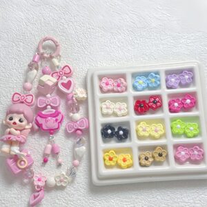 oly-300c0069e29ab8f7b2bd0d16207b6a10 Wholesale Five Petal Flower Acrylic Beads DIY Jewelry Making Phone Strap Keychain Bag Charm Craft Supply