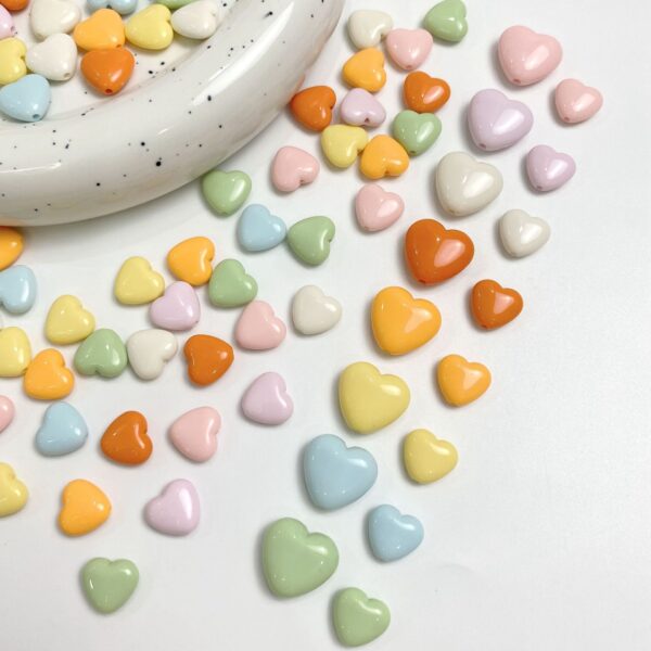 Wholesale Acrylic Candy Color Heart Shaped Beads 14mm 20pcs DIY Jewelry Making Phone Charm Accessory