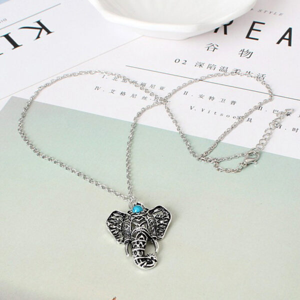 oly-303aa8a24e31aa2d84a589c4585648fc Wholesale Alloy Ancient Silver Hollow Elephant Pendant Necklace Vintage Bohemian Ethnic Style Unisex Jewelry