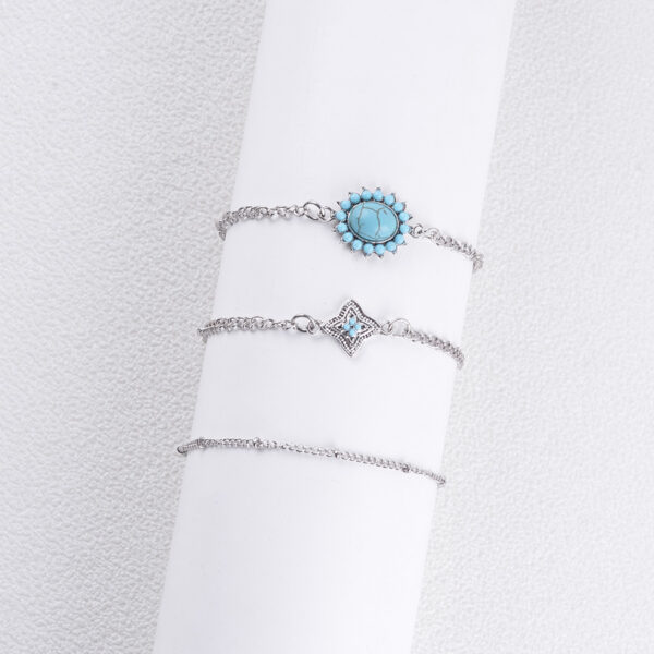 Wholesale Vintage Bohemian Imitation Turquoise Bracelet 3 Pack Zinc Alloy Fashion Accessory For Gift And Everyday Wear