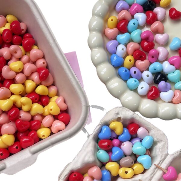Wholesale Red Acrylic Chubby Heart Beads for DIY Jewelry Making, Cute Cartoon Charm for Bracelet Necklace Craft Supply