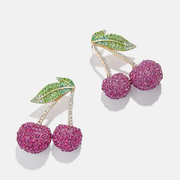 oly-309d9be74de691774ea1efe13dbdf8f9 Wholesale Copper Electroplated Summer Fruit Rhinestone Earrings Watermelon Lemon Cherry Pineapple Beach Style Fashion Jewelry For Vacation Gift