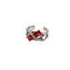 Wholesale Trendy Unisex Adjustable Stacking Ring With Ruby Tone Stone Vintage Thorn Design Zinc Alloy Fashion Accessory For Resale