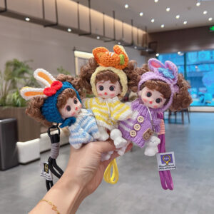 Wholesale Purple Vinyl Cute Cartoon Doll Keychain Bag Charm For Women Car Key Accessory Gift