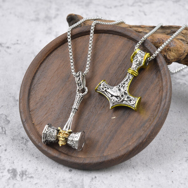 oly-31c96bd146076218b5e14c1dbae2c154 Wholesale Hammer Pendant Necklace Norse Mythology Hip Hop Long Chain Zinc Alloy Jewelry Fashion Accessory Gift