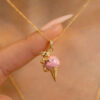 Wholesale Cute Bear Ice Cream Pendant Electroplating Copper Necklace Silver Two Tone Casual Fashion Jewelry Accessory