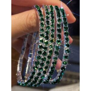 Sl-1005-1 row silver plated dark green