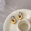 oly-32b26e9df701144a22d7f3791f53a1c9 Wholesale Titanium Steel Electroplated Lucky Star Earrings French Contrast Color Oval Ear Cuffs Fashion Jewelry For Women
