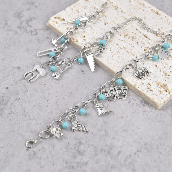 Wholesale Vintage Distressed Punk Denim Bracelet With Geometric Pendant Zinc Alloy Unisex Jewelry Accessory For Anniversary Gift