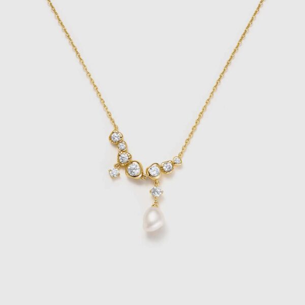 Wholesale Finish Drop Pearl Necklace Electroplating Copper With Sparkling Crystals Elegant Everyday Jewelry Gift For Women