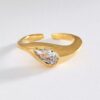 Wholesale Stainless Steel Electroplated Zircon Open Ring Irregular Geometric Minimalist Style Everyday Fashion Jewelry Accessory For Gift And Resale