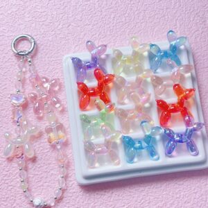 oly-337619efafa5c02cc7e9d29c9f8a4153 Wholesale Red Transparent Balloon Dog Acrylic Bead, UV Plated DIY Phone Charm Keychain Accessory, Fashion Craft Supply for Everyday Use
