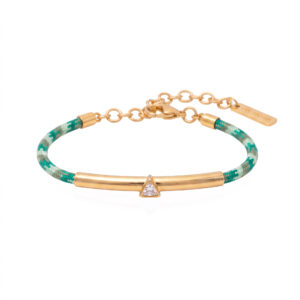 Triangular Zircon Green Rope Bracelet