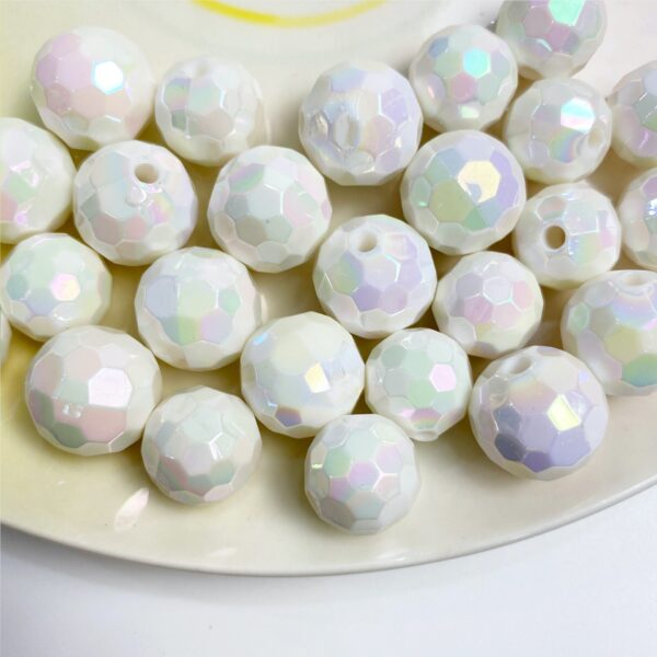 Wholesale Electroplated Acrylic Soccer Ball Beads Solid Color AB Cut Loose Beads for DIY Jewelry Keychain Phone Charm Craft Supply