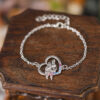 Wholesale Vintage Halloween Heart Couple Hugging Bracelet Silver Metal Fashion Jewelry Accessory