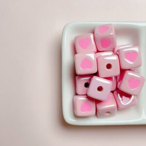 15-Baked Peach Powder Love / Size about 12*12mm, aperture about 3mm