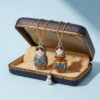 oly-349cf5ce0802d509c870939202247900 Wholesale Ocean Blue Opening Matryoshka Locket Pendant Necklace Copper Electroplated Jewelry Accessory Gift