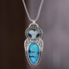 oly-34ae5f2eac61476be02f217708694916 Wholesale Retro Punk Owl Pendant Necklace Turquoise Inlay Alloy Antique Silver Fashion Accessory Gift