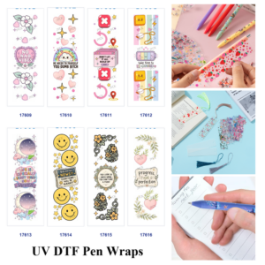 Wholesale 2/8/16pcs Pastel Kawaii Inspirational Cartoon Style Pen and Bookmark Stickers UV DTF Wraps