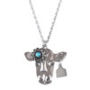 Wholesale Ancient Silver Tone Zinc Alloy Bohemian Turquoise Bull Head Pendant Necklace Vintage Chic Jewelry For Gift Resale