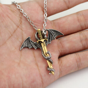 oly-352c68cb3fef1f75158e59c1cbd3b45e Wholesale Retro Alloy Dragon Sword Pendant Necklace Punk Rock Fashion Gift