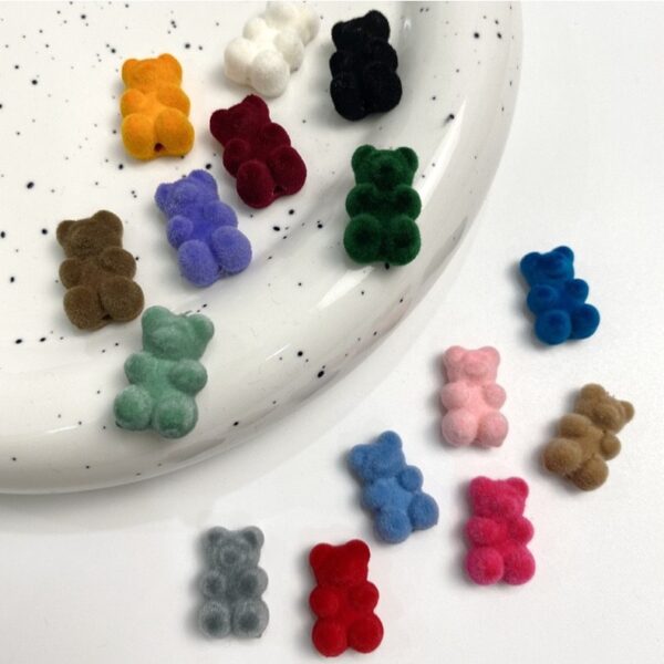 oly-3552394585ddd8a30c02478fb2a3accd Wholesale Colorful Flocked Bear Beads Acrylic DIY Charm Supplies for Jewelry Making Earrings Fashion Accessory