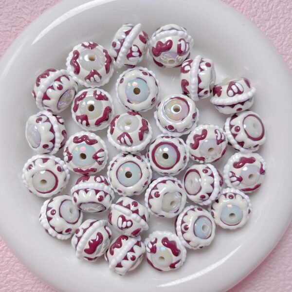 Wholesale Trendy Hand-Painted Acrylic Cartoon Beads 16mm Black Coffee Color for DIY Phone Chain Keychain Craft Supply Boutique Resale