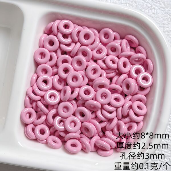 Wholesale Acrylic Donut Spacer Beads Pink Baking Paint Finish DIY Jewelry Phone Chain Accessory