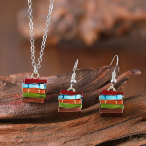 oly-359b800848b40e5da952c063be0b1720 Wholesale Retro Colorful Book Pendant Earrings Trendy 3D Charm Earrings For Casual Everyday Jewelry Accessory Gift
