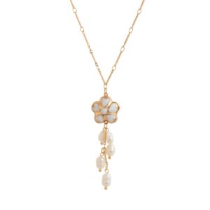 Flower Pearl Tassel Necklace