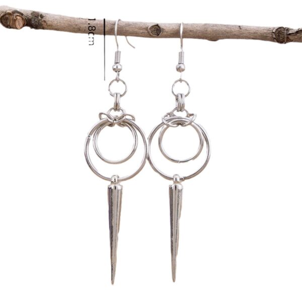 oly-361af9b23a127e1e81334ac4116c6929 Wholesale Vintage Double Ring Drop Earrings For Women Silver Tone Alloy Punk Retro Pendant Jewelry Fashion Accessory Gift Resale