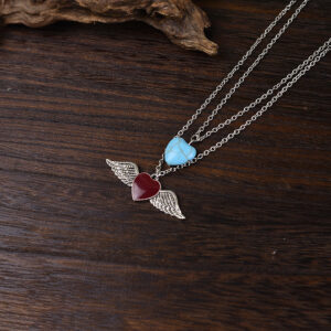 oly-36e4b9a4acbddb7e9d8e0c3459672dbe Wholesale Zinc Alloy Double Layer Heart Pendant Necklace Vintage Style Layering Jewelry Fashion Accessory Gift