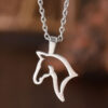 Wholesale Ancient Silver Hollow Horse Head Pendant Necklace Punk Style Fashion Jewelry