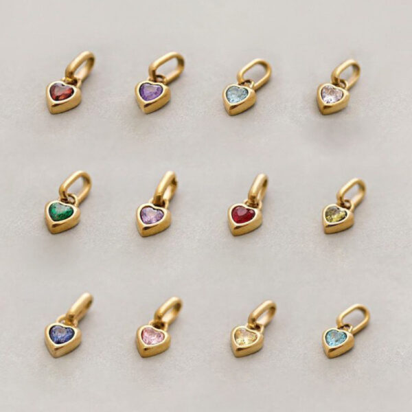 Wholesale 316 Stainless Steel Gold Plated Heart December Birthstone Pendant DIY Jewelry Accessory With Chain For Boutique Resale
