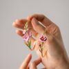 oly-37af8871e5b1ed98dacb8cdc63e96740 Wholesale Stainless Steel Electroplated Flower Open Bracelet Pink Carnation Design Everyday Jewelry Accessory