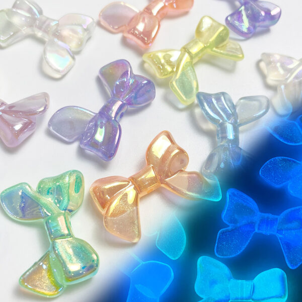 oly-383ff1b42a80131535c2dacd454e7736 Wholesale Acrylic Loose Beads UV Glow Glitter Bow Mermaid Iridescent DIY Jewelry Making Phone Charm Accessory